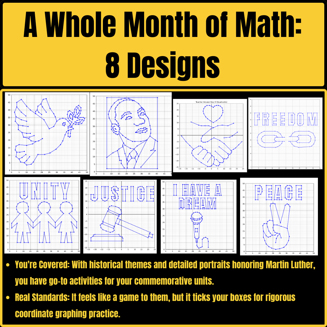 Coordinate Graphing Mystery Pictures Black History & Values