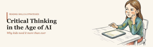 Illustration of a girl pausing mid-thought over a glowing tablet, choosing to keep thinking instead of accepting the answer on screen