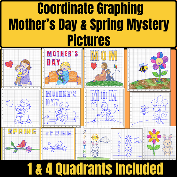Coordinate Plane Mystery Pictures: Mother's Day-Themed