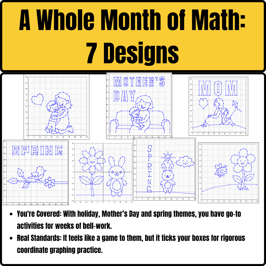 Coordinate Plane Mystery Pictures: Mother's Day-Themed