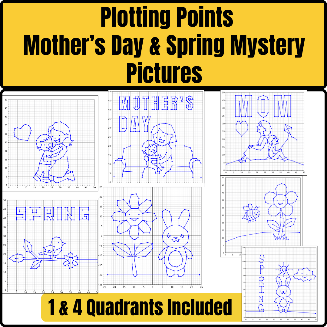 Coordinate Plane Mystery Pictures: Mother's Day-Themed