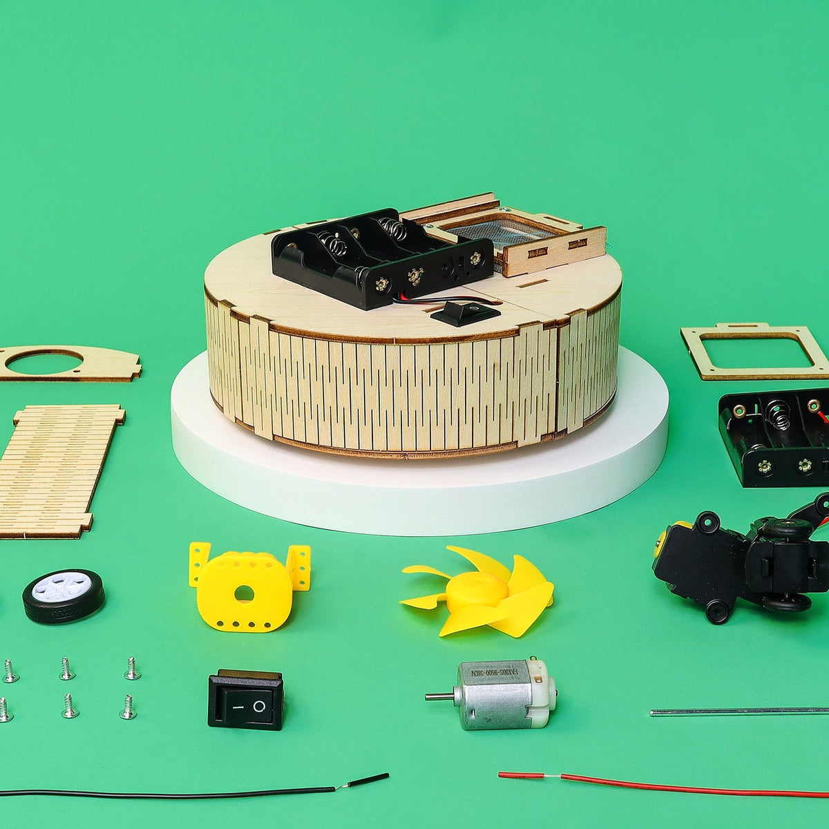 DIY robot vacuum STEM kit components