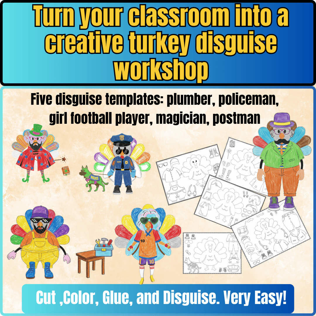 Disguise a Turkey Crafting Project: Scissor Skills & Creative Thinking Pack (Fine Motor Boost!)