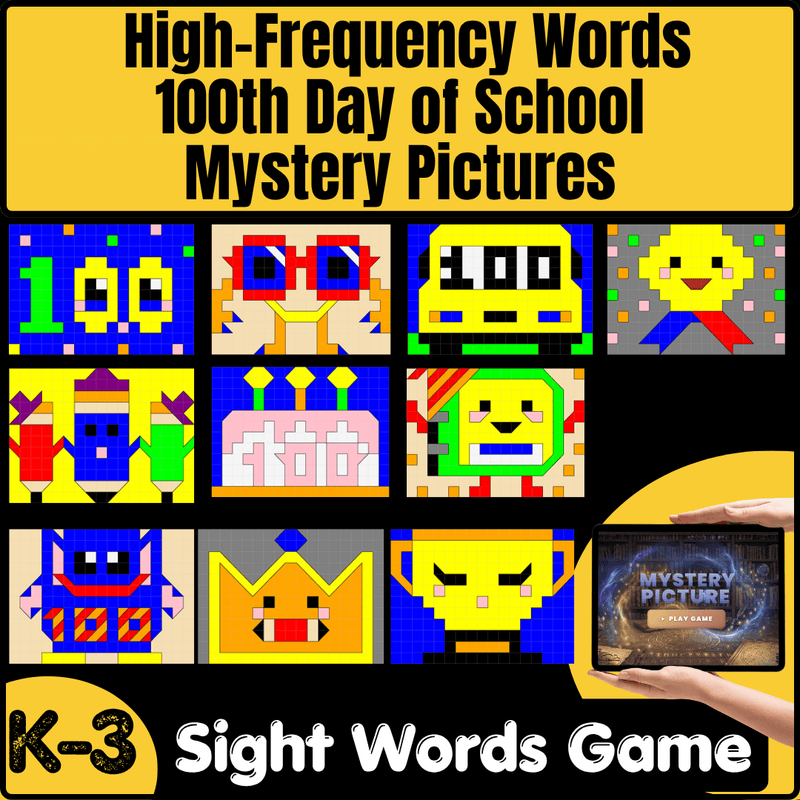 Dolch Sight Words Mystery Picture Game: Reading Intervention Program - 100th Day of School