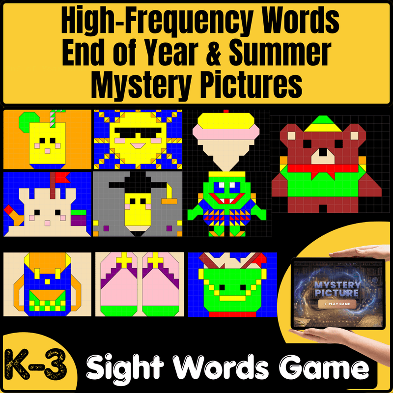 Dolch Sight Words Mystery Picture Game: Reading Intervention Program - End of Year - Summer Game
