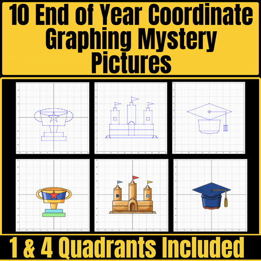 End of Year & Summer Coordinate Graphing Mystery Pictures