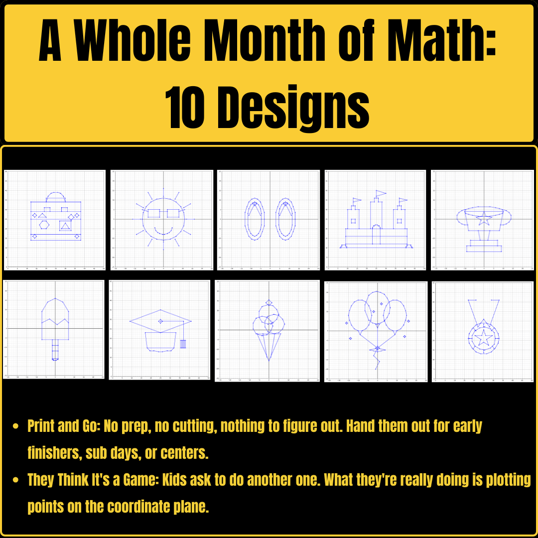 End of Year & Summer Coordinate Graphing Mystery Pictures