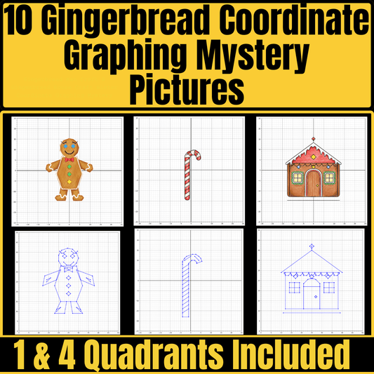 Gingerbread Man Craft & Gingerbread House Craft: Winter Coordinate Graphing Mystery Pictures