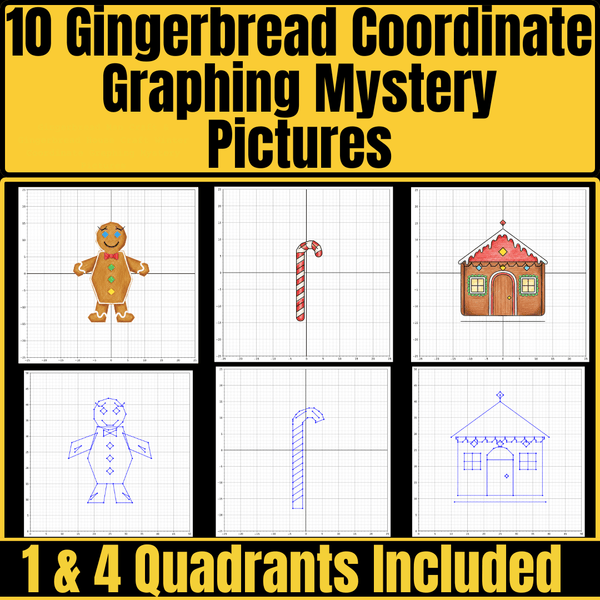 Gingerbread Man Craft & Gingerbread House Craft: Winter Coordinate Graphing Mystery Pictures