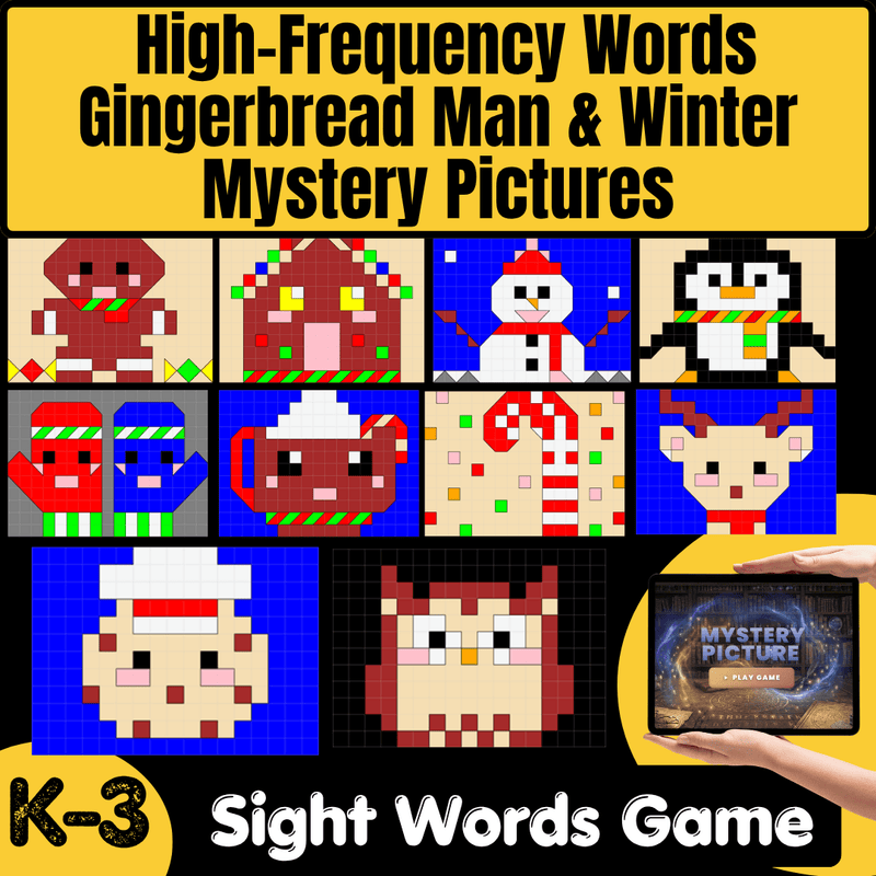 Dolch Sight Words Mystery Picture Game: Reading Intervention Program -Gingerbread Man Game