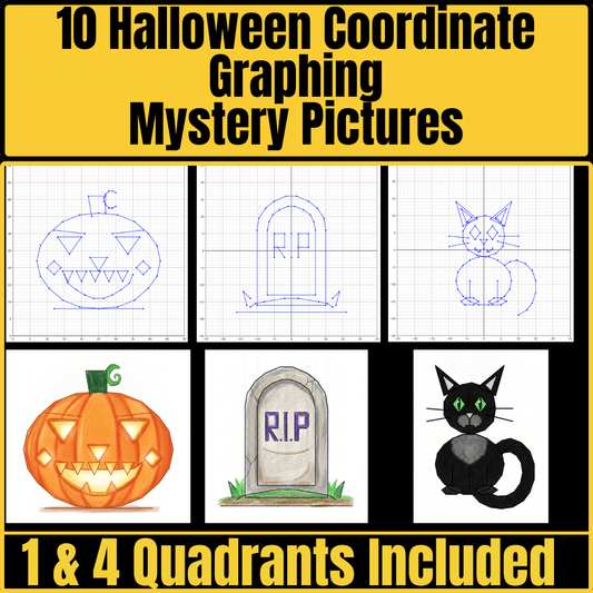 Coordinate Plane Mystery Pictures: Halloween-Themed