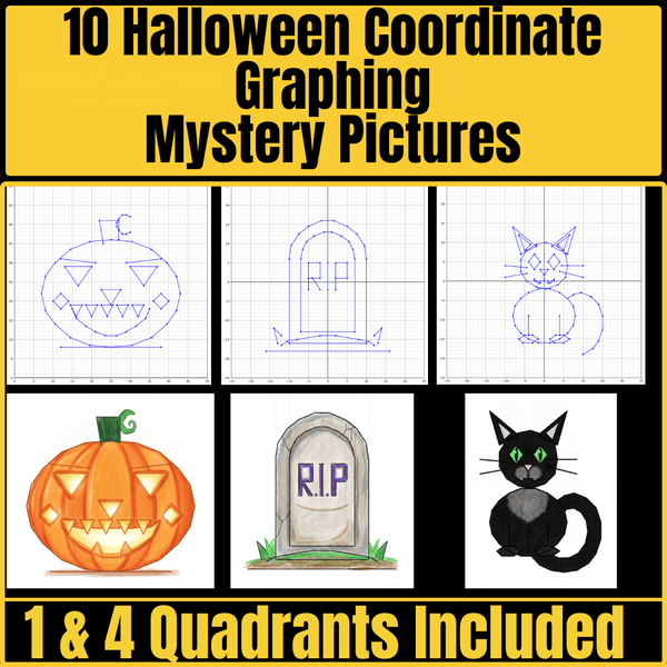 Coordinate Plane Mystery Pictures: Halloween-Themed