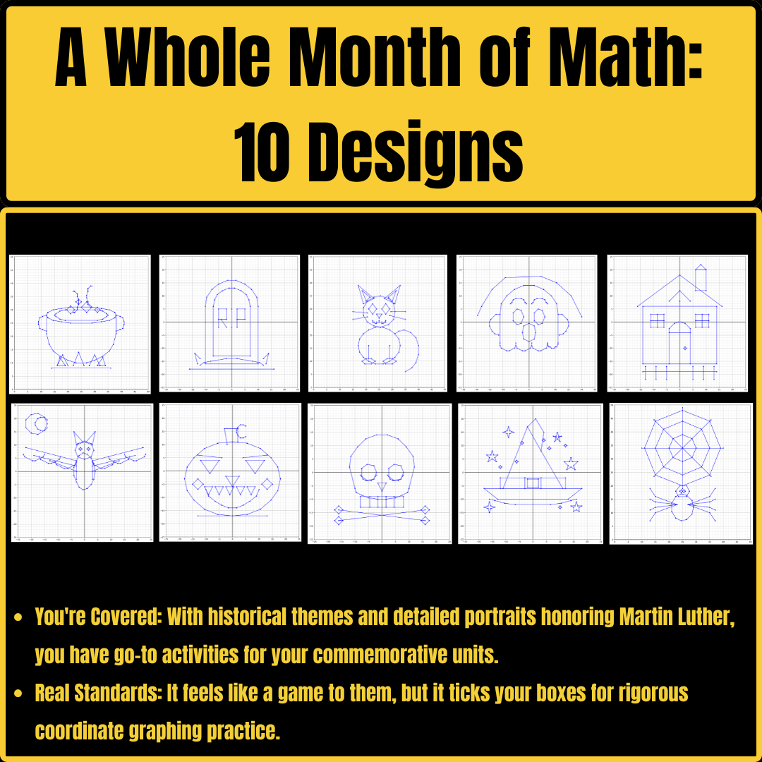 Coordinate Plane Mystery Pictures: Halloween-Themed