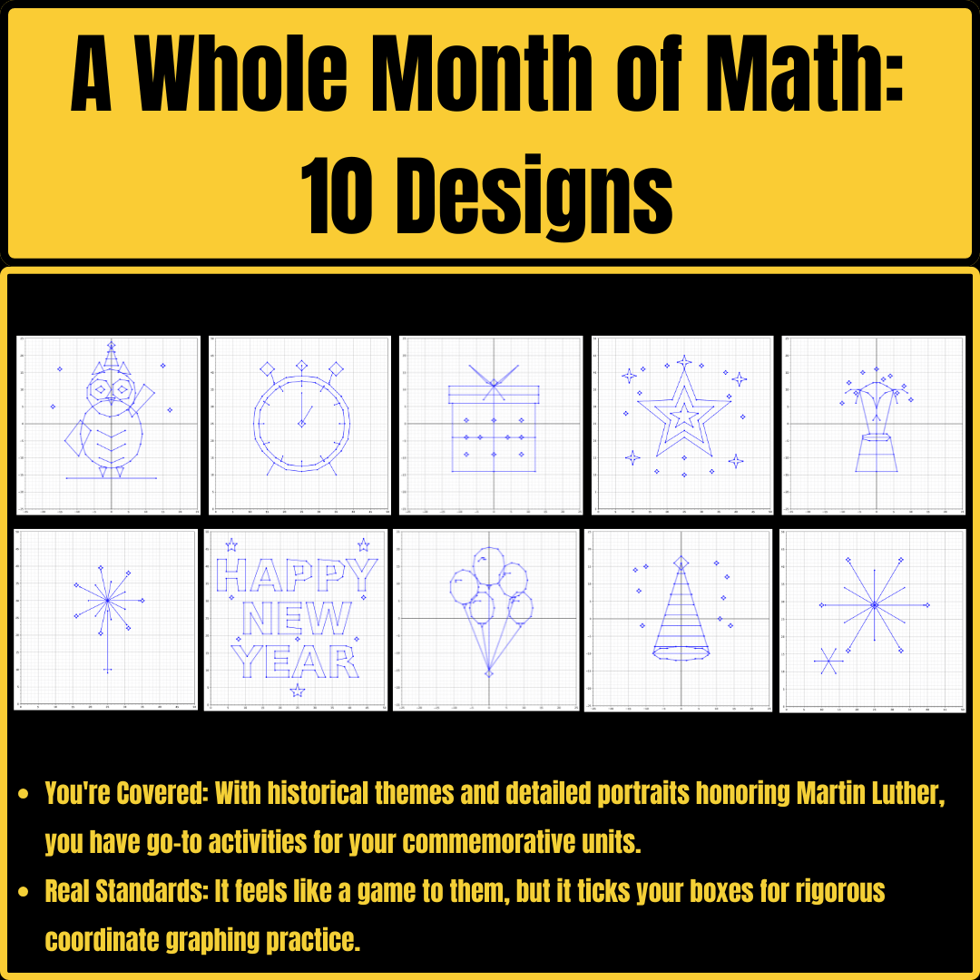 New Year Coordinate Graphing Mystery Pictures Craft: Coordinate Plane Mystery Pictures | Math Activities