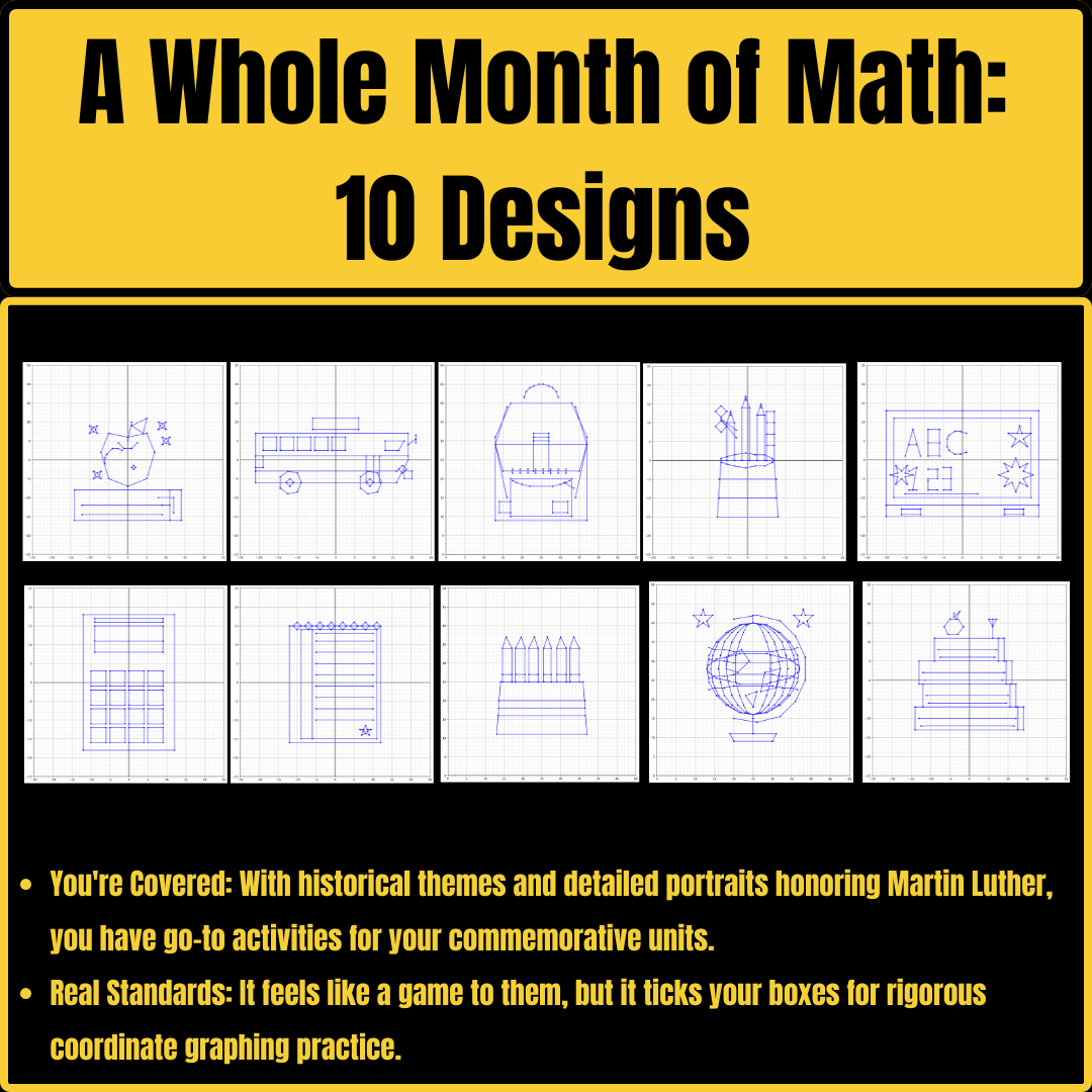 Coordinate Plane Mystery Pictures: Back To School-Themed