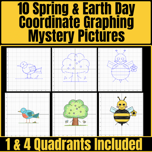 Spring & Earth Day Coordinate Graphing Mystery Pictures
