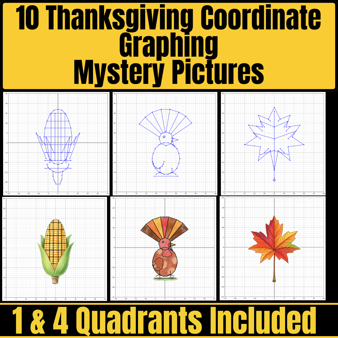 Thanksgiving Coordinate Graphing Mystery Pictures Craft: Turkey Coordinate Plane Mystery Pictures | Thanksgiving Math Activities