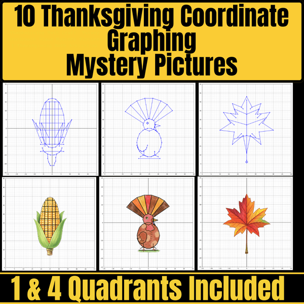 Thanksgiving Coordinate Graphing Mystery Pictures Craft: Turkey Coordinate Plane Mystery Pictures | Thanksgiving Math Activities