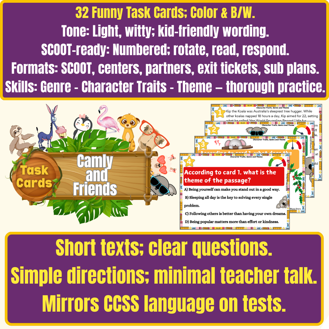 The Anti-Brain Rot Reading Game & Task Cards: Gamified Intervention for Character Traits, Theme & Genre