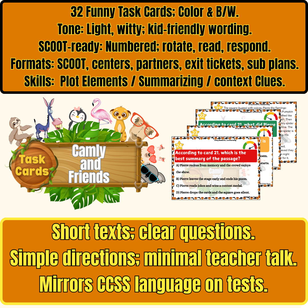 The Anti-Brain Rot Reading Game & Task Cards: Gamified Intervention for Plot Elements, Summary & Context Clues