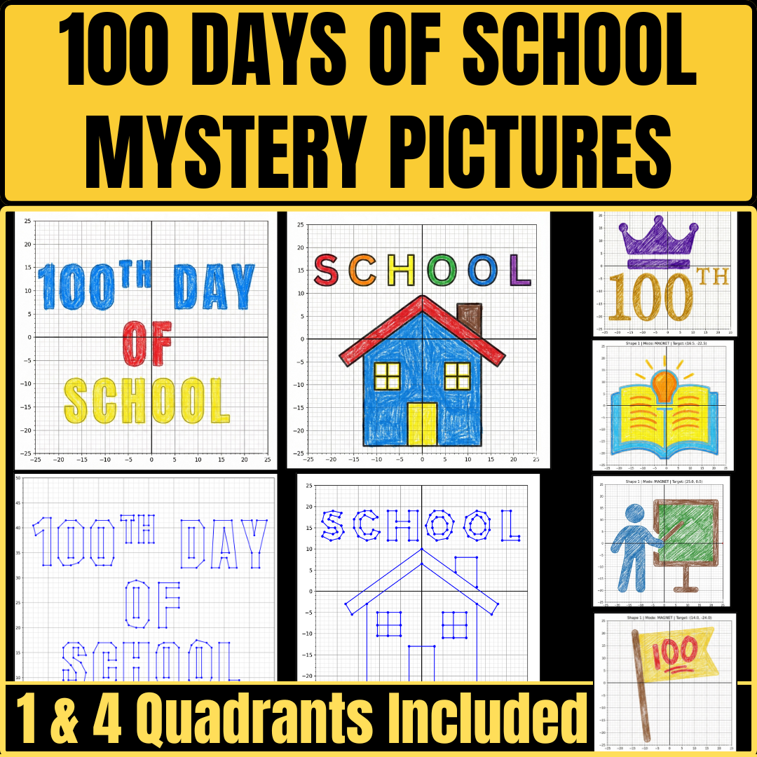 Coordinate Plane Mystery Pictures: School-Themed Puzzle Pack